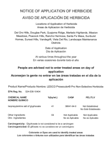 notice of application of herbicide aviso de aplicacion de herbicida