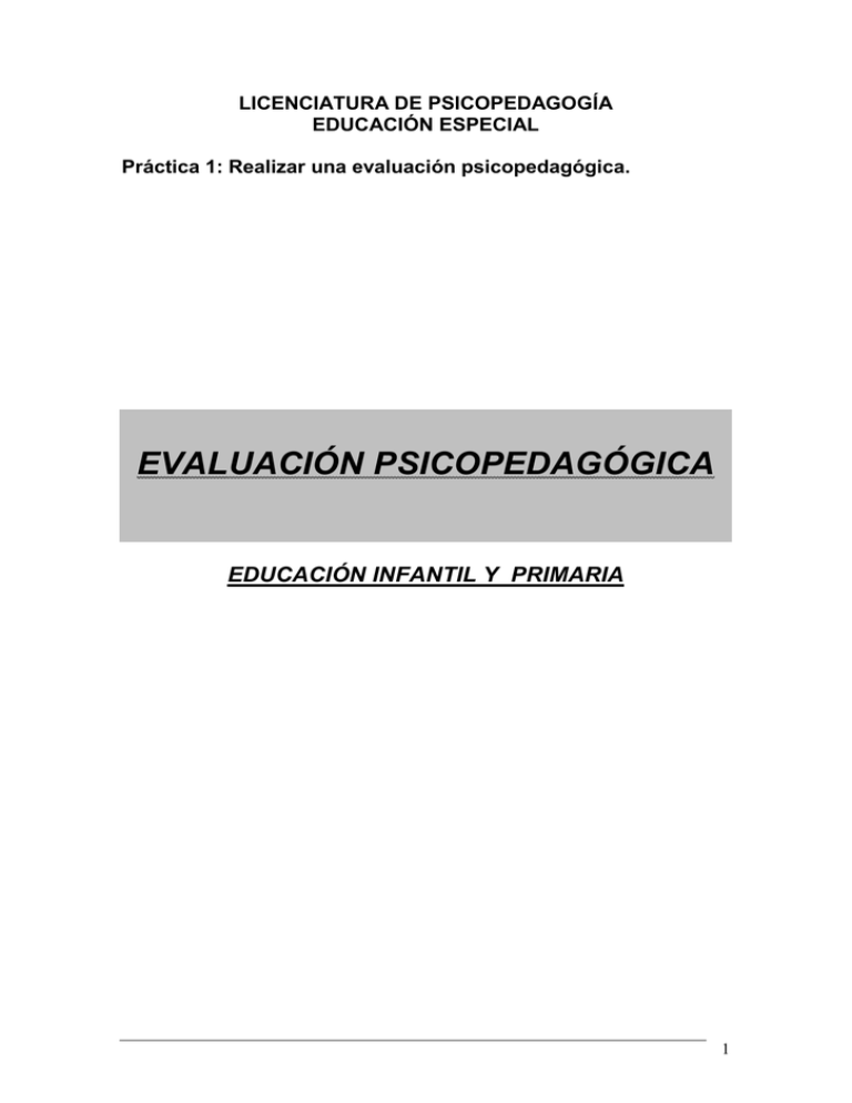 EVALUACIÓN PSICOPEDAGÓGICA