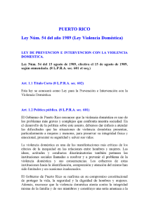 Page 1 PUERTO RICO Ley Núm. 54 del año 1989 (Ley Violencia