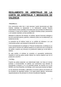 Reglamento de Arbitraje - Corte de Arbitraje y Mediación de Valencia
