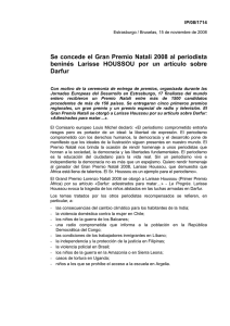 Se concede el Gran Premio Natali 2008 al periodista