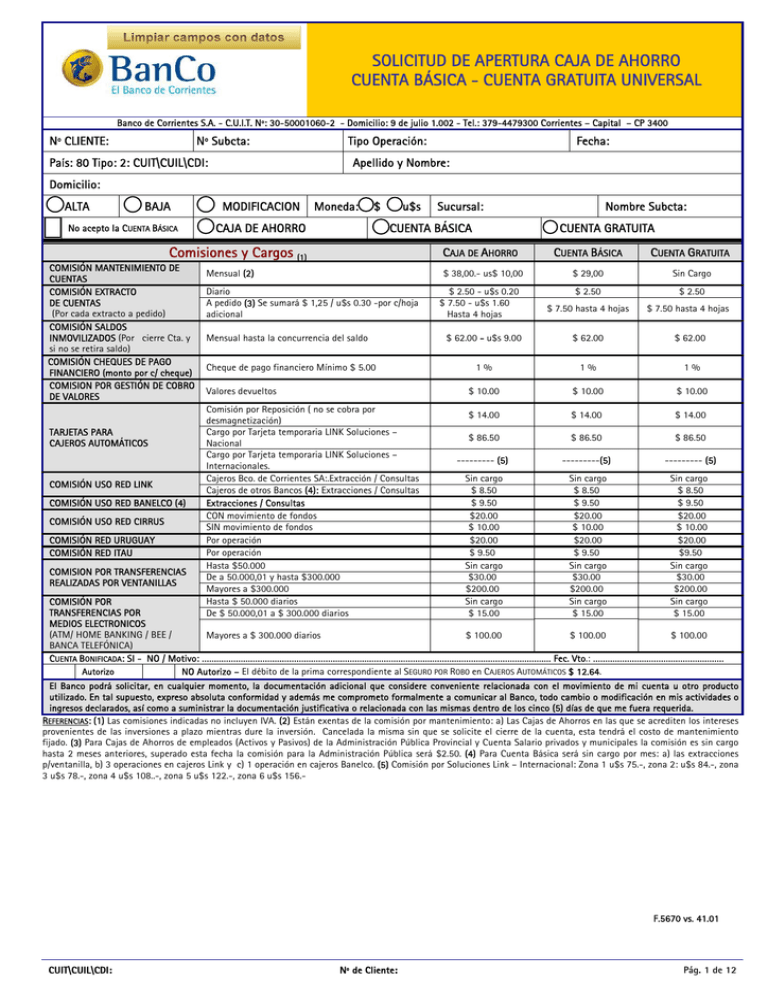 Descargar:Solicitud De Apertura Cuenta Básica