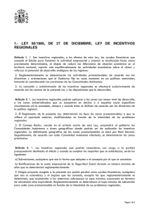 1.- LEY 50/1985, DE 27 DE DICIEMBRE, LEY DE INCENTIVOS