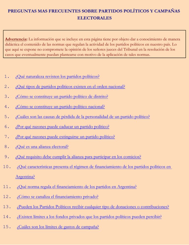 Preguntas Mas Frecuentes Sobre Partidos Pol Ticos