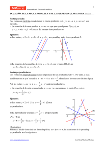 Ecuación de la recta paralela y de la perpendicular a otra dada