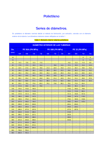 Tabla de datos t&eacute;cnicos: Tuber&iacute;as de polietileno (PE)