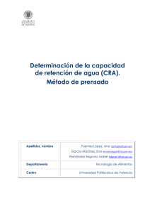 Determinaci&oacute;n de la Capacidad de Retenci&oacute;n de Agua (CRA)