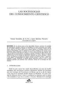 "Los sociologías del conocimiento científico. González de la Fe