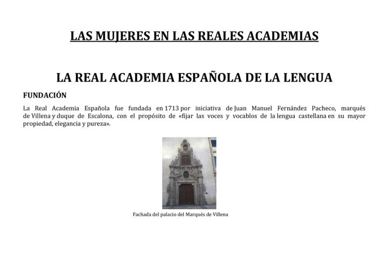 LAS MUJERES EN LAS REALES ACADEMIAS LA REAL