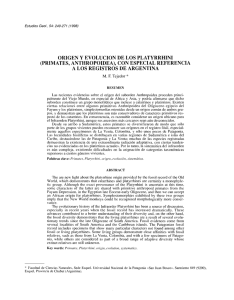 ORIGEN y EVOLUCION DE LOS PLATYRRHINI (PRIMATES
