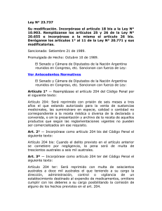 Ley N° 23.737 Su modificación. Incorpórase el artículo 18 bis a la