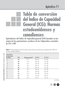 Tabla de conversión del Índice de Capacidad General (ICG