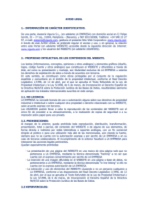 AVISO LEGAL 1.- INFORMACIÓN DE CARÁCTER IDENTIFICATIVO
