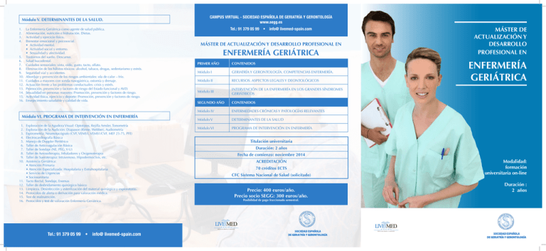 ENFERMER A GERI TRICA Sociedad Espa ola De Geriatr a Y