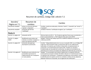 Resumen de cambios, Código SQF, edición 7.2 Sección/ Página en