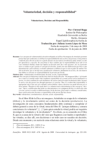 Voluntariedad, decisión y responsabilidad*