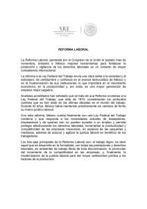 REFORMA LABORAL La Reforma Laboral, aprobada por el