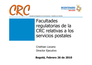 Facultades regulatorias de la CRC relativas a los servicios postales