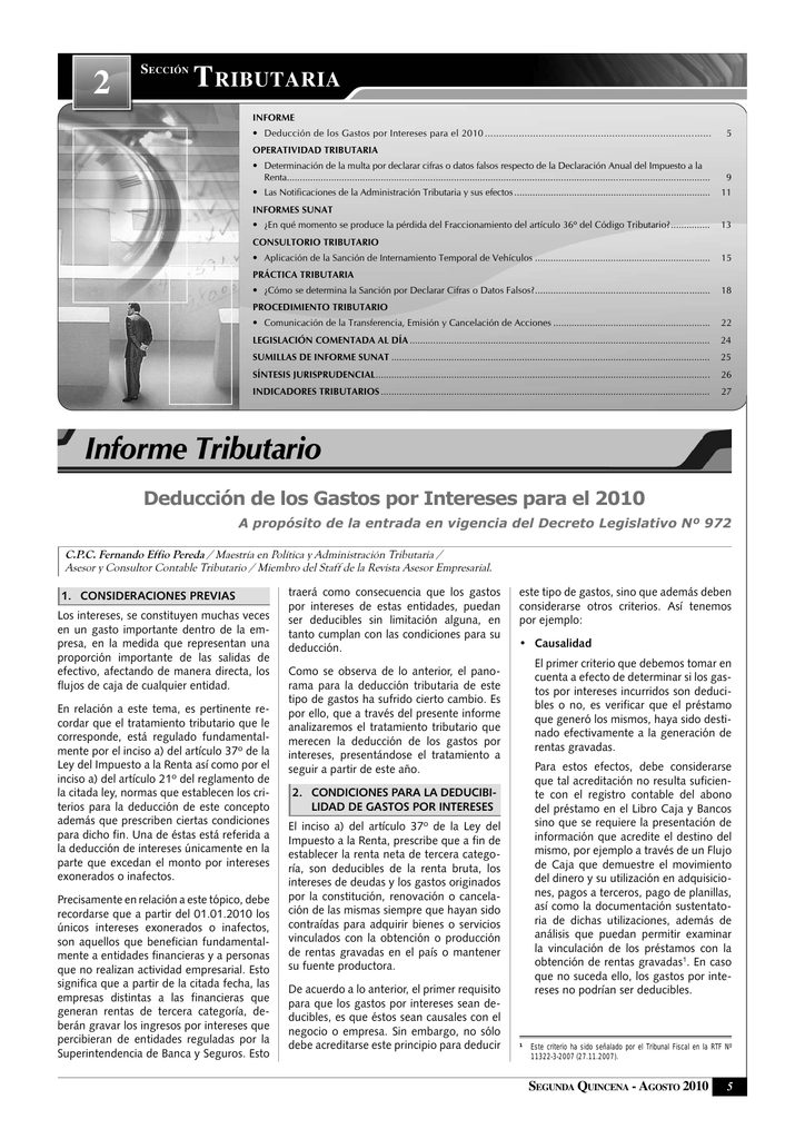 Informe Tributario - Revista Asesor Empresarial