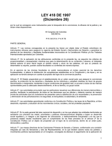 LEY 418 DE 1997 - Presidencia de la República de Colombia