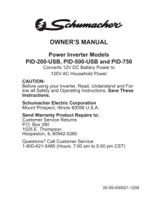owner`s manual - Schumacher Electric