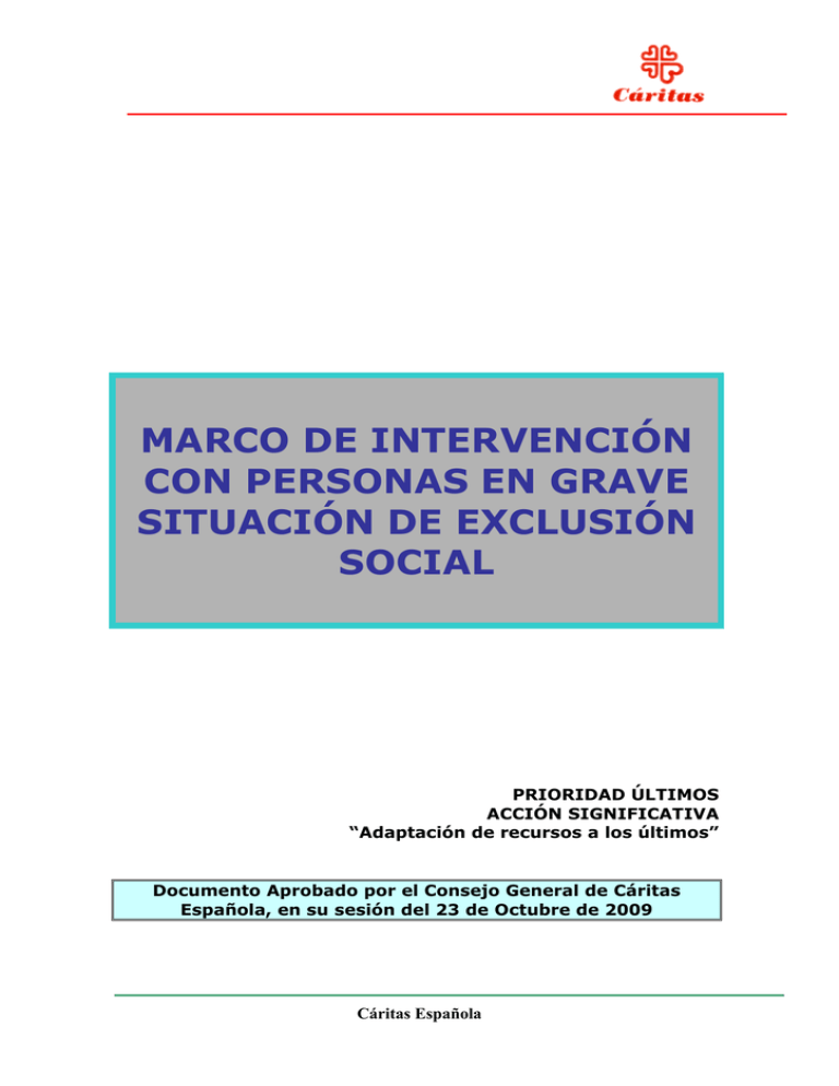 Marco Intervenci n Con Personas En Grave Situaci n De Exclusi n