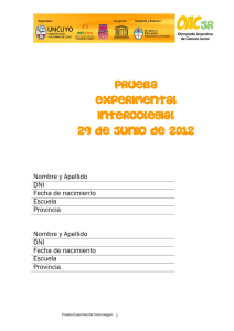 Prueba experimental intercolegial 29 DE JUNIO DE 2012