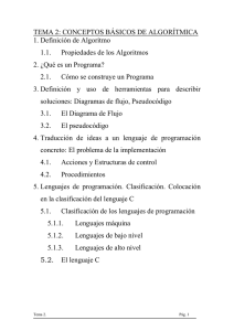 TEMA 2: CONCEPTOS BÁSICOS DE ALGORÍTMICA 1. Definición