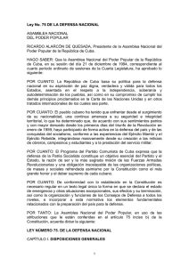 Ley No. 75 DE LA DEFENSA NACIONAL ASAMBLEA NACIONAL