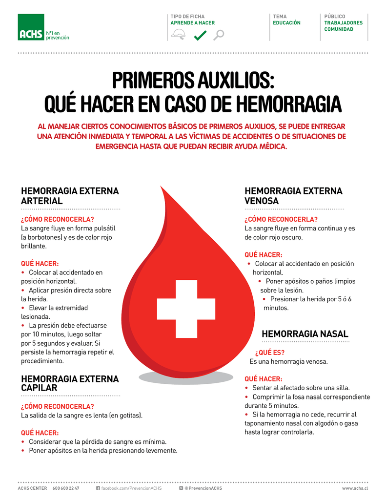 Primeros Auxilios Qué Hacer En Caso De Hemorragia 2045