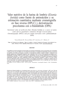 Valor nutritivo de la harina de lombriz (Eisenia foetida)