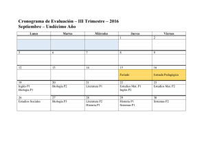 Cronograma de Evaluación – III Trimestre – 2016 Septiembre