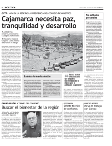 Cajamarca necesita paz, tranquilidad y desarrollo
