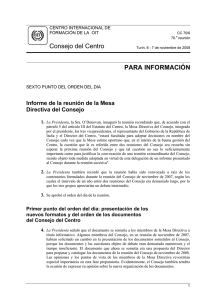 Informe de la reunion de la Mesa Directiva del Consejo