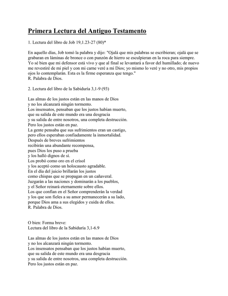 Primera Lectura del Antiguo Testamento