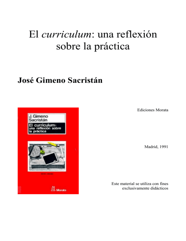 El Curriculum Una Reflexi n Sobre La Pr ctica