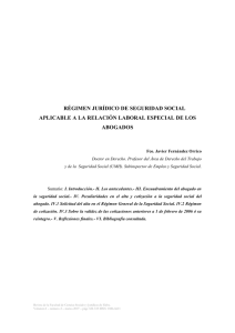 régimen jurídico de seguridad social aplicable a la relación laboral