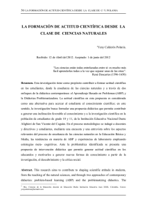 la formación de actitud científica desde la clase de ciencias naturales