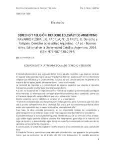 DERECHO Y RELIGI&Oacute;N. DERECHO ECLESI&Aacute;STICO ARGENTINO