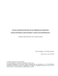 las relaciones entre niveles de gobierno en argentina. raices