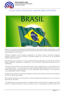 El COI confía en Brasil para organizar JJOO de Río-2016