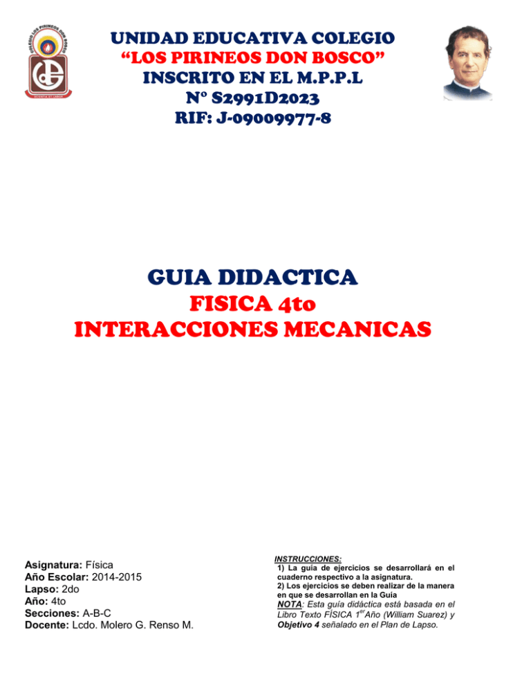 GUIA DIDACTICA FISICA 4to INTERACCIONES MECANICAS