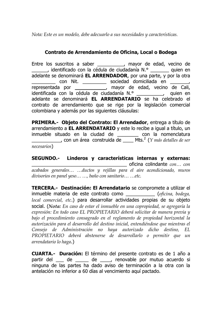 Modelo Cesion De Contrato De Arrendamiento De Vivienda En Colombia 0632