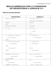 Reglas de Conversion Pseudocódigo a C++