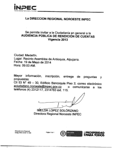 regional noroeste. invitación informe gestión 2013