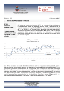 El IPC se eleva tres décimas,... ...finalizando el año con una tasa