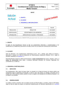 Canalizaciones Subterr&aacute;neas BT/MT: Especificaci&oacute;n T&eacute;cnica ET/5012