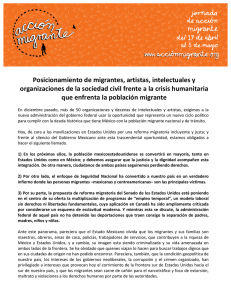 Posicionamiento de migrantes, artistas, intelectuales y