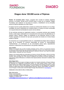 Diageo dona 120.000 euros a Filipinas