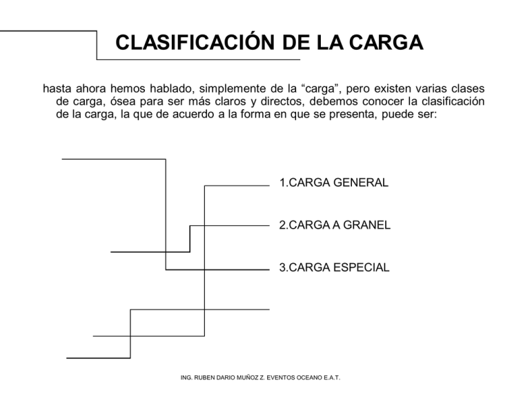 CLASIFICACIÓN DE LA CARGA CLASIFICACIÓN DE LA CARGA
